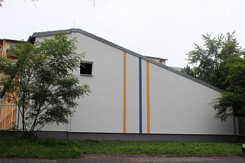 Divadlo Alfa – dílny, Plzeň, 2014- rekonstrukce vnitřních prostor, zateplení fasády a plochých střech, odborná likvidace azbestu
